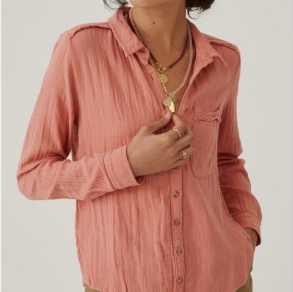 Anthropology Pilcro Coral Button-Down Shirt
